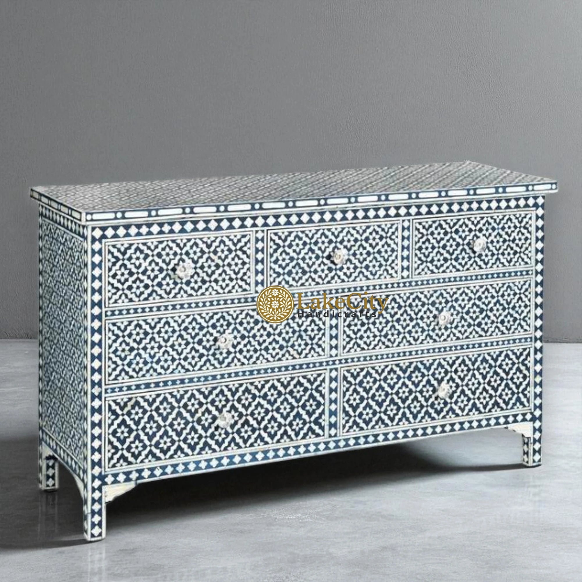 Bone Inlay Arctic Design 7 Drawers Chest | Bone Inlay Arctic Design 7 Drawers Dresser Table