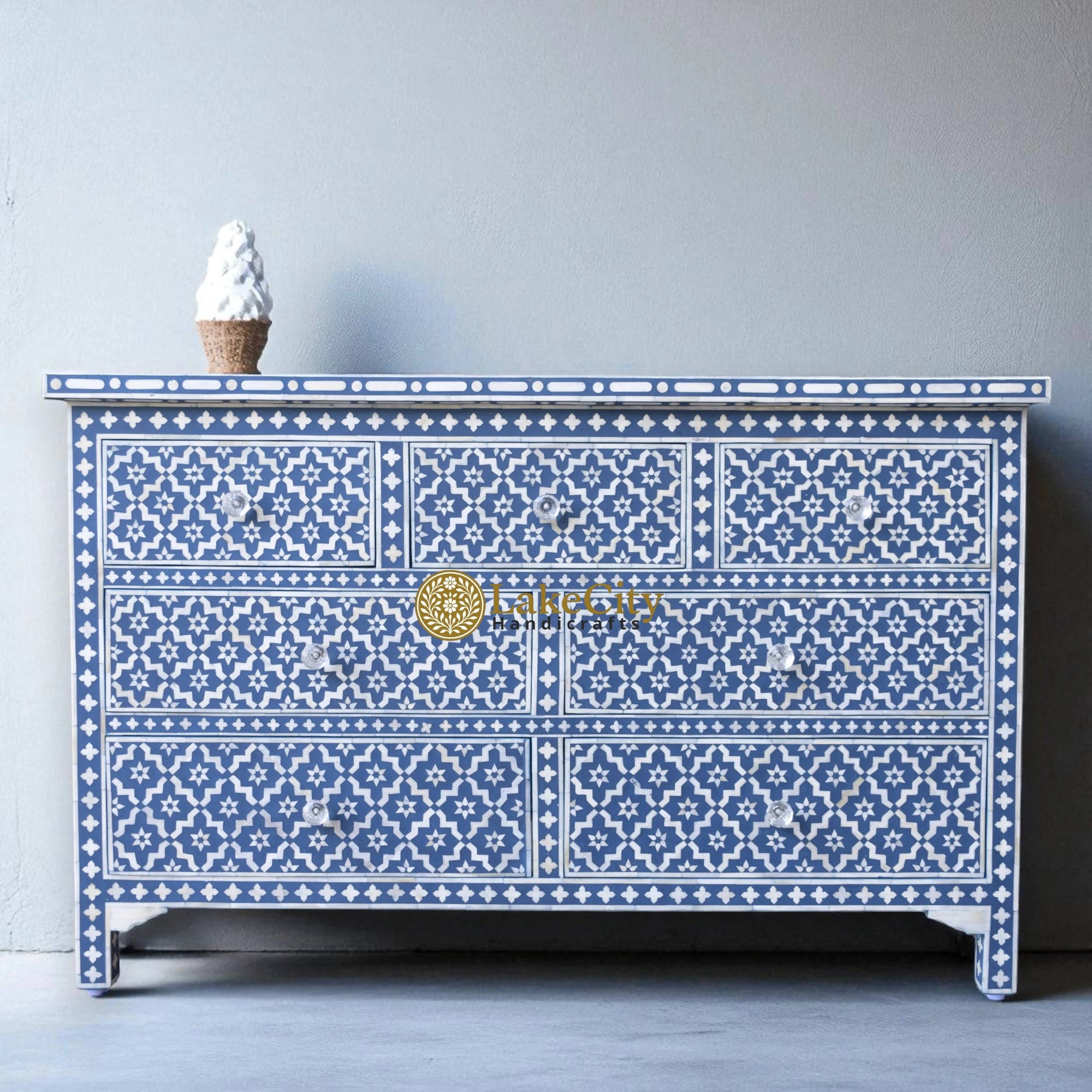 Bone Inlay Arctic Design 7 Drawers Chest | Bone Inlay Arctic Design 7 Drawers Dresser Table