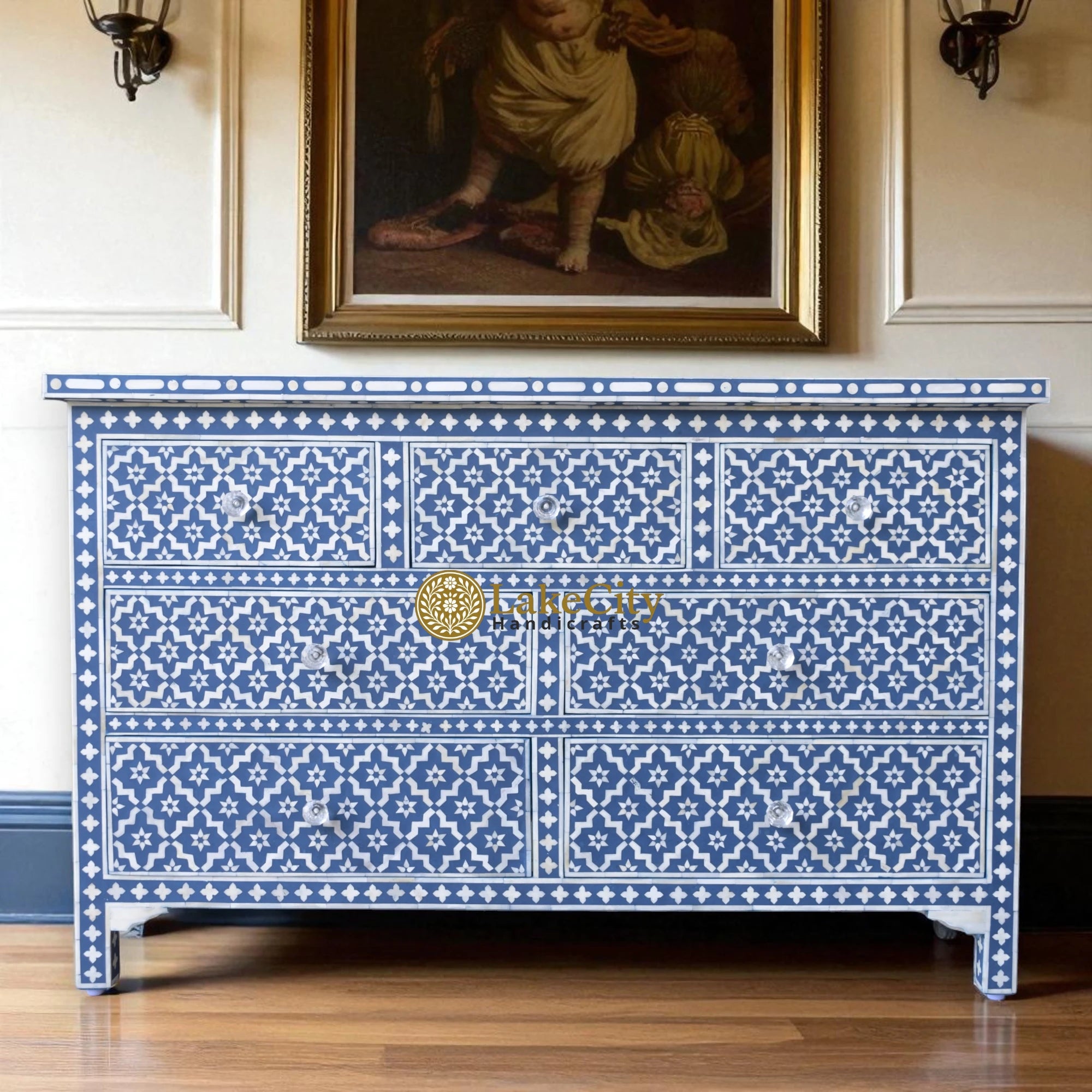 Bone Inlay Arctic Design 7 Drawers Chest | Bone Inlay Arctic Design 7 Drawers Dresser Table