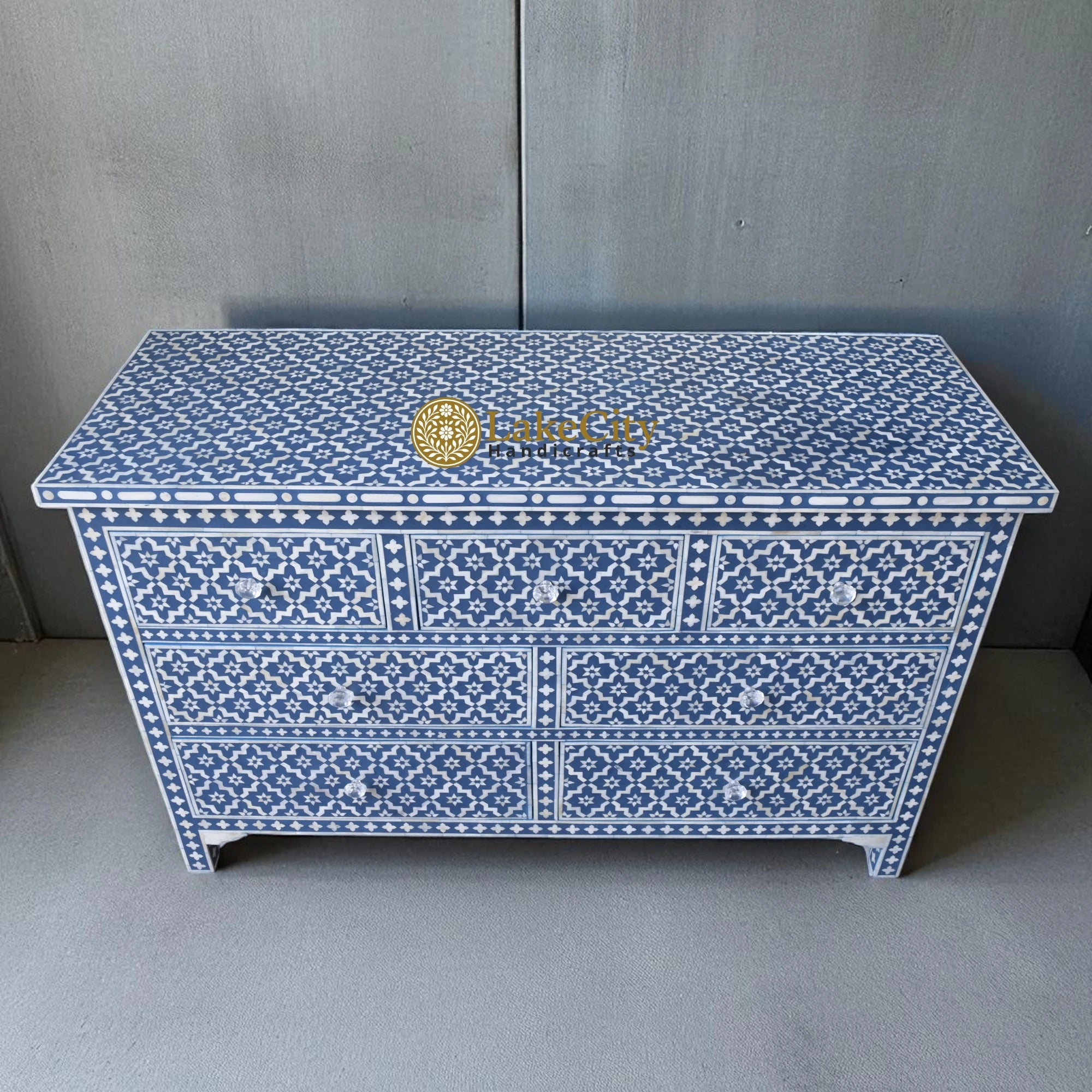 Bone Inlay Arctic Design 7 Drawers Chest | Bone Inlay Arctic Design 7 Drawers Dresser Table