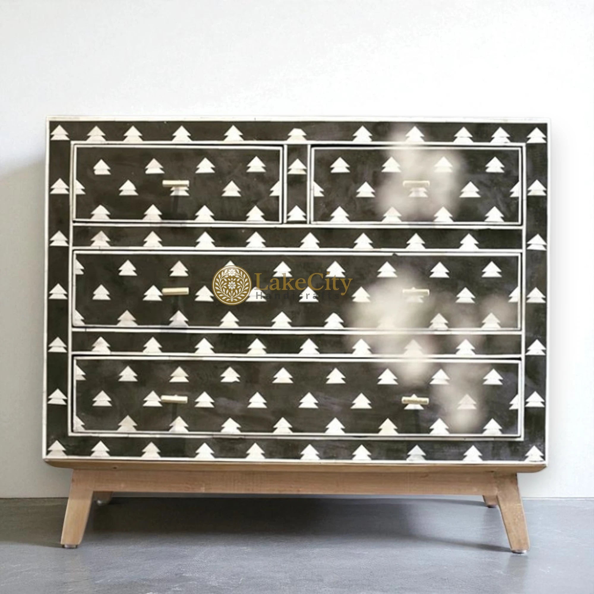 Bone Inlay Arrow Design 4 Drawers Chest Black | Bone Inlay Arrow Design 4 Drawers Dresser Black