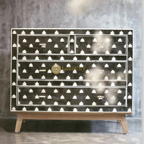 Bone Inlay Arrow Design 4 Drawers Chest Black | Bone Inlay Arrow Design 4 Drawers Dresser Black