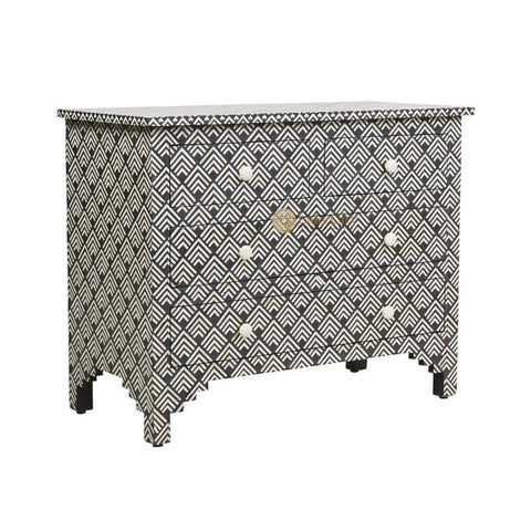 Bone Inlay Arrow Design 4 Drawers Dresser Table Black