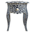Bone Inlay Bedside 1 Drawer French Legs Floral Design Black 1