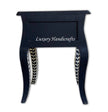 Bone Inlay Bedside 1 Drawer French Legs Floral Design Black 4