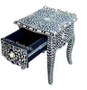 Bone Inlay Bedside 1 Drawer French Legs Floral Design Black 3