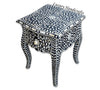 Bone Inlay Bedside 1 Drawer French Legs Floral Design Black 2