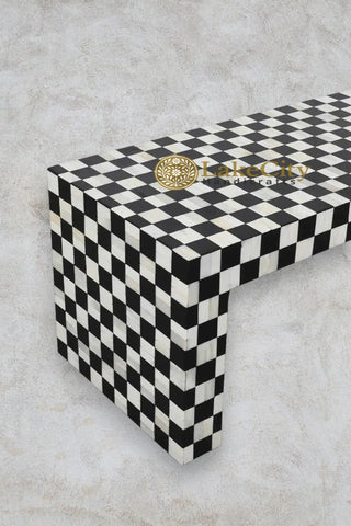Bone Inlay Checkerboard Design Coffee Table | Bone Inlay Centre Table