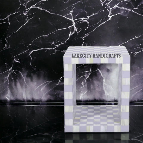 Bone Inlay Checkerboard Design Side Table | Bone Inlay Checkerboard Design End Table