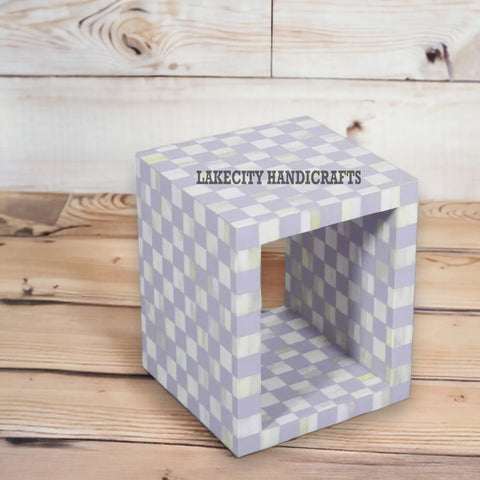 Bone Inlay Checkerboard Design Side Table | Bone Inlay Checkerboard Design End Table
