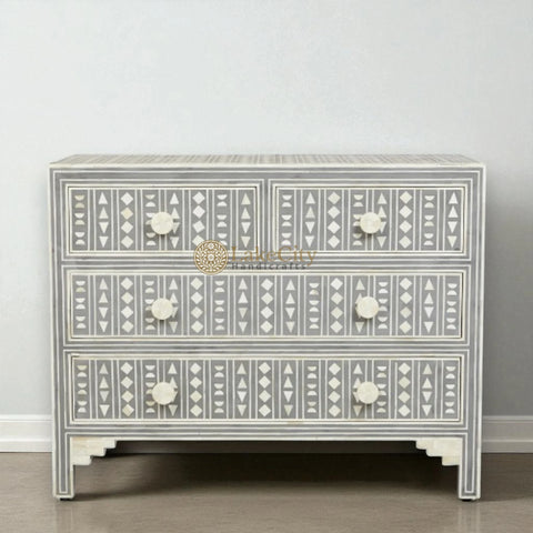 Tribal Bone Inlay Chest of 4 Drawers | Tribal Bone Inlay 4 Drawers Dresser Table