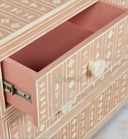 Tribal Bone Inlay Chest of 4 Drawers | Tribal Bone Inlay 4 Drawers Dresser Table