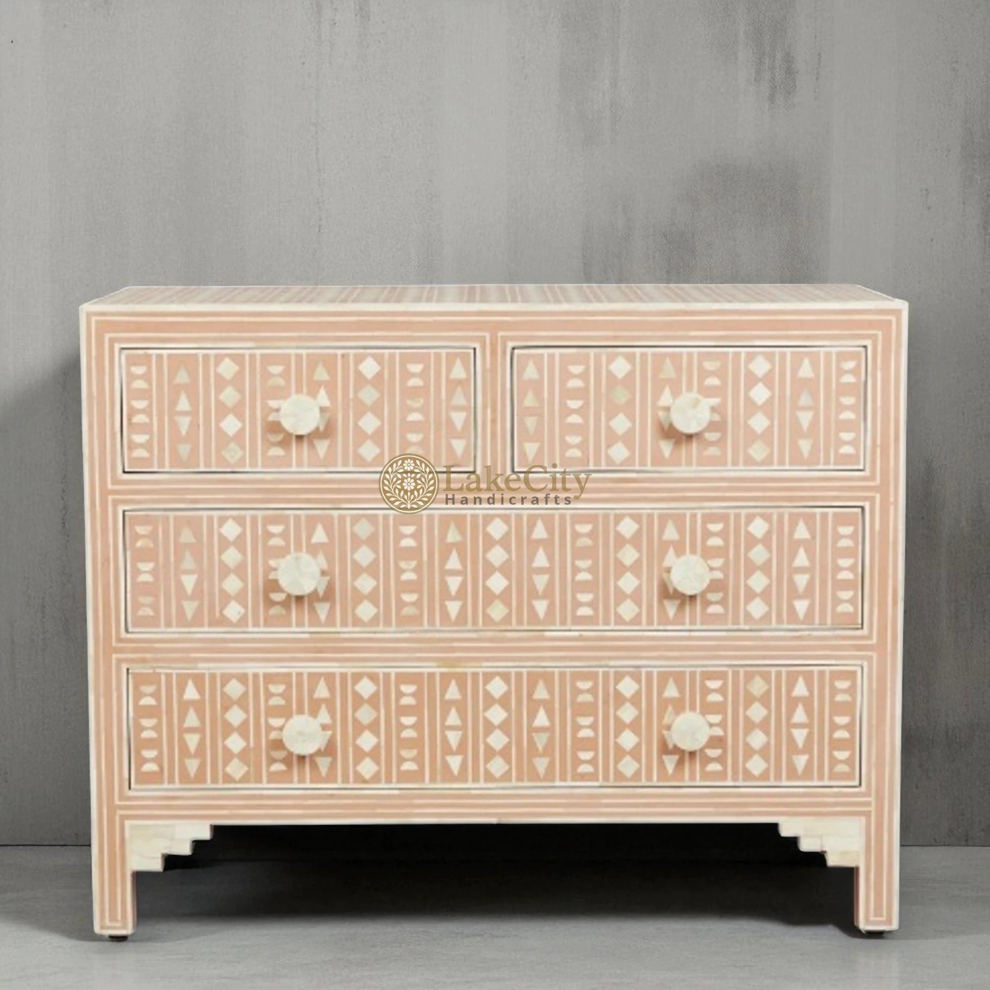 Tribal Bone Inlay Chest of 4 Drawers | Tribal Bone Inlay 4 Drawers Dresser Table