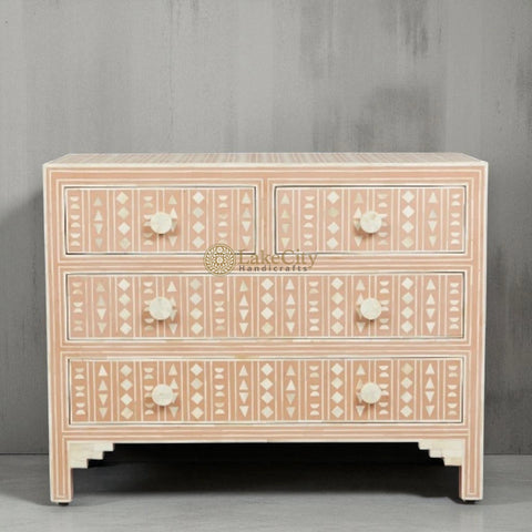 Tribal Bone Inlay Chest of 4 Drawers | Tribal Bone Inlay 4 Drawers Dresser Table