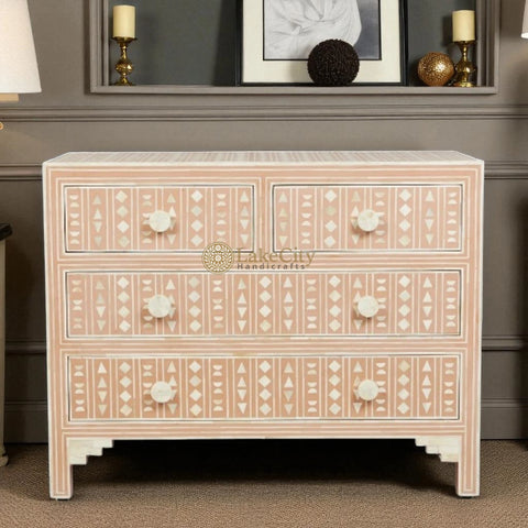 Tribal Bone Inlay Chest of 4 Drawers | Tribal Bone Inlay 4 Drawers Dresser Table