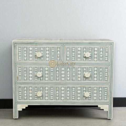 Tribal Bone Inlay Chest of 4 Drawers | Tribal Bone Inlay 4 Drawers Dresser Table