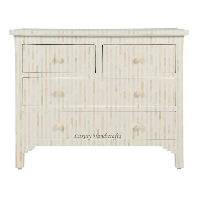 Bone Inlay Chest Of 4 Drawer Stripe White 1