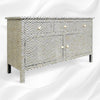 Bone Inlay Chevron 3 Drawer 2 Door Sideboard Black 1