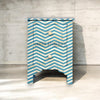 Bone Inlay Chevron Design 2 Drawers Bedside Table Aqua