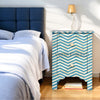 Bone Inlay Chevron Design 2 Drawers Bedside Table Aqua