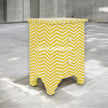 Bone Inlay Chevron Design 2 Drawers Bedside Table Yellow | Yellow Nightstand Table