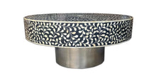 Black Bone Inlay Coffee Table Silver Base 1