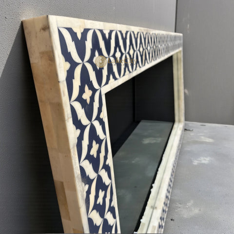 Maya Bone Inlay Floor Mirror Navy Blue