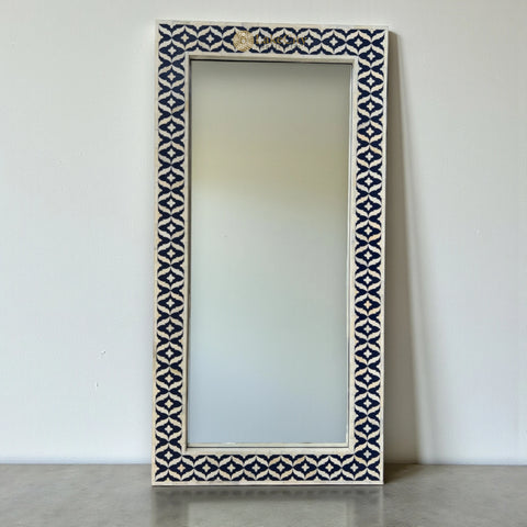 Maya Bone Inlay Floor Mirror Navy Blue