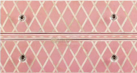 Bone Inlay Diamond Design 4 Drawers Chest Pink