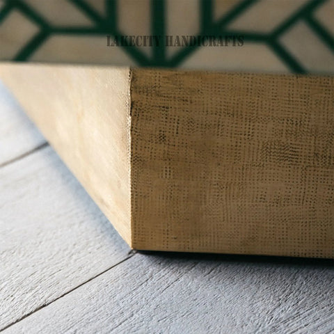 Bone Inlay Fauna Coffee Table Teal Green | Bone Inlay Cocktail Table