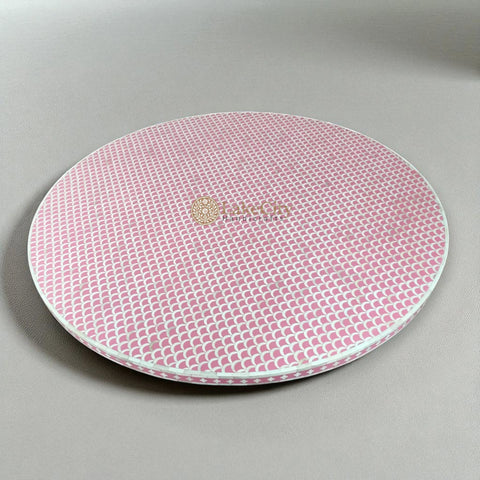 Bone Inlay Fish-scale Design Round Dining Table Pink