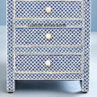 Bone Inlay Fish-scale Design 3 Drawers Bedside Table Blue, Bone Inlay Fish-scale Design 3 Drawers Nightstand Table Blue