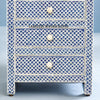 Bone Inlay Fish-scale Design 3 Drawers Bedside Table Blue, Bone Inlay Fish-scale Design 3 Drawers Nightstand Table Blue