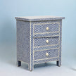 Bone Inlay Fish-scale Design 3 Drawers Bedside Table Blue, Bone Inlay Fish-scale Design 3 Drawers Nightstand Table Blue