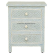 Bone Inlay Fish-scale Design 3 Drawers Bedside Table Mint Green, Bone Inlay Fish-scale Design 3 Drawers Nightstand Table Mint Green