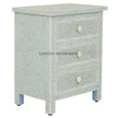 Bone Inlay Fish-scale Design 3 Drawers Bedside Table Mint Green, Bone Inlay Fish-scale Design 3 Drawers Nightstand Table Mint Green