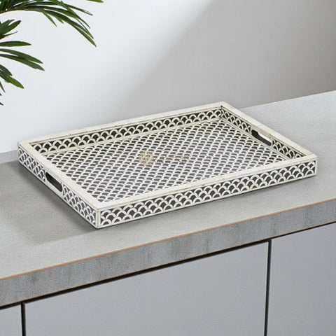 Fishscale Bone Inlay Tray Black