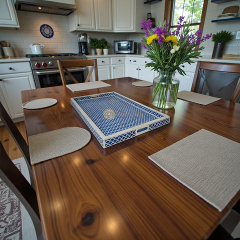 Bone Inlay Fishscale Tray Blue