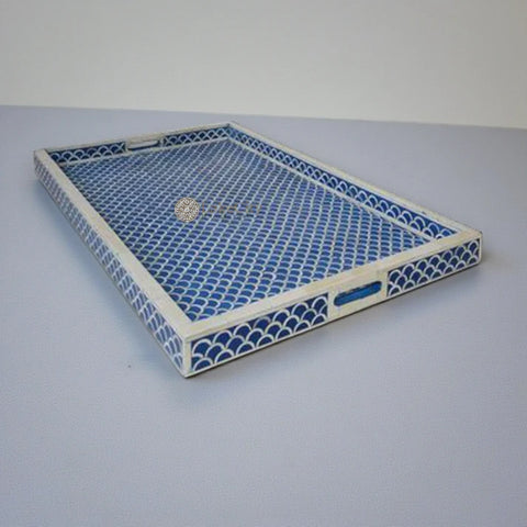 Bone Inlay Fishscale Tray Blue