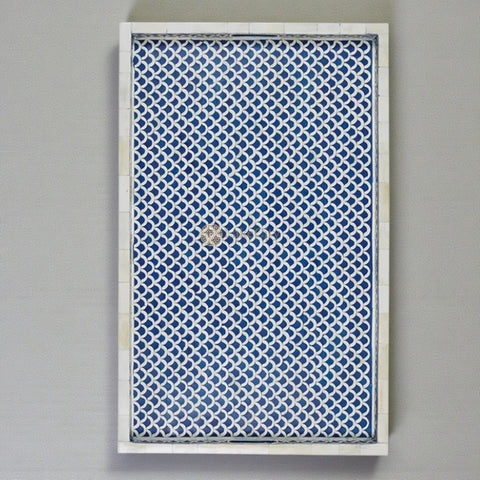 Bone Inlay Fishscale Tray Blue