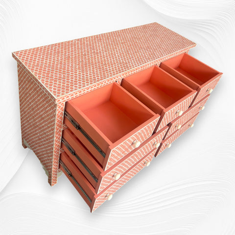 Bone Inlay Fishscale Chest Of 7 Drawers Orange 2