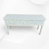 Ice Blue Bone Inlay Fishscale Console 3 Drawer 1