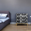 Bone Inlay Flowers Design Blooming Bedside Black | Floral Bone Inlay Bedside Table| 3 Drawer Bedside Table