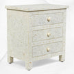 Bone Inlay Floral 3 Drawer Bedside White 1
