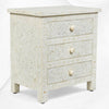 Bone Inlay Floral 3 Drawer Bedside White 1
