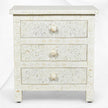 Bone Inlay Floral 3 Drawer Bedside White 4