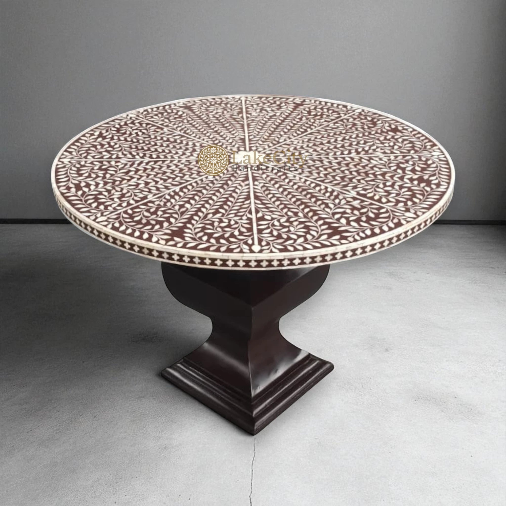 Bone Inlay Floral Design Round Dining Table