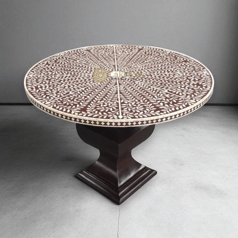 Bone Inlay Floral Design Round Dining Table