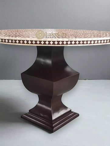 Bone Inlay Floral Design Round Dining Table