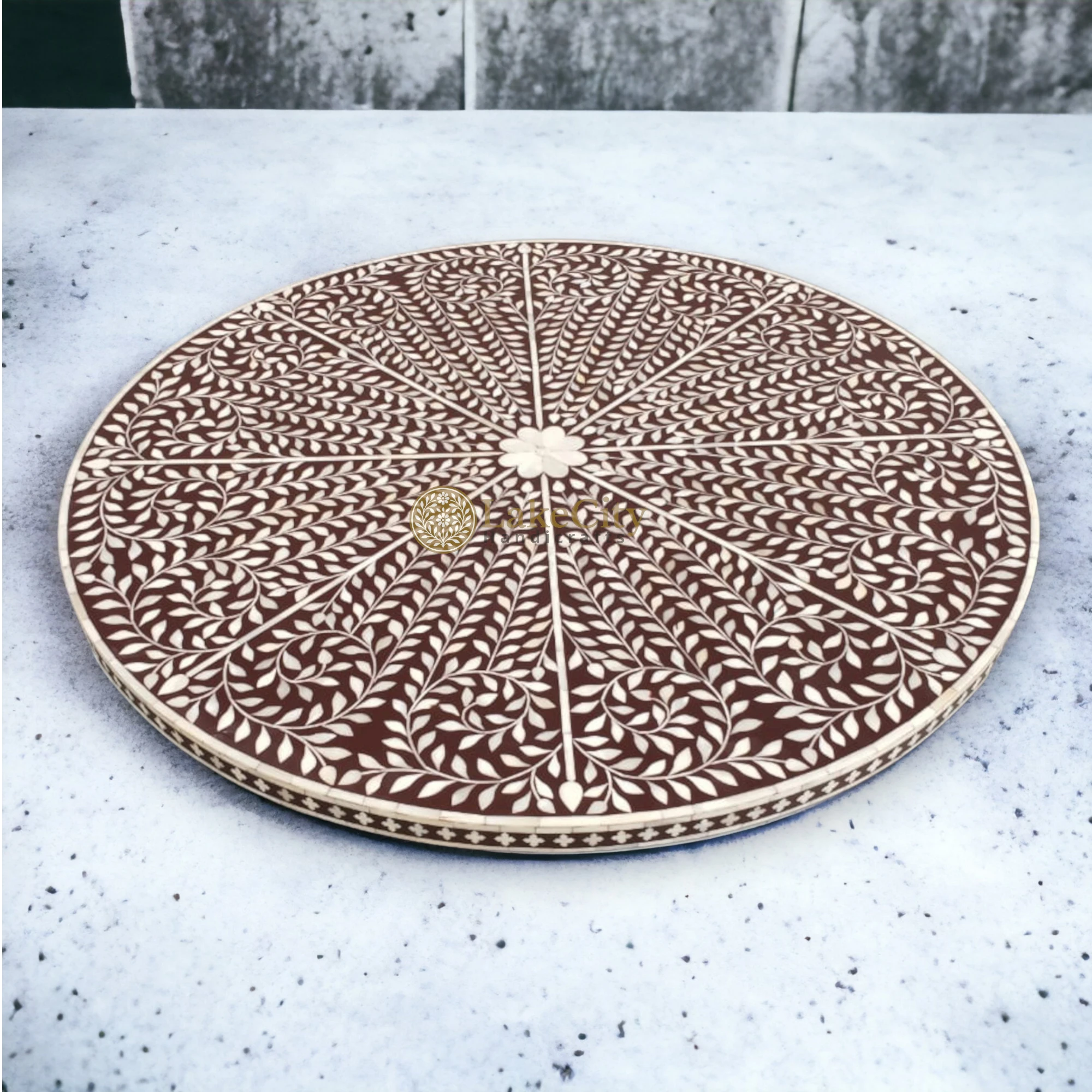 Bone Inlay Floral Design Round Dining Table